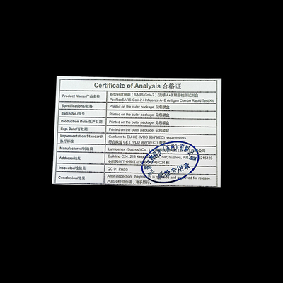 Gripe SARS-CoV-2 un CE rápido ISO de Kit Colloidal Gold Nasal Swab de la prueba de B
