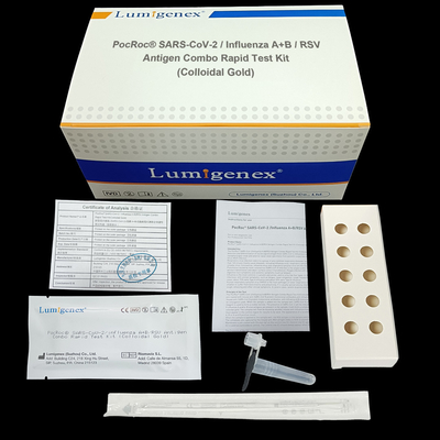 SARS-CoV-2/equipo rápido registrado CE rápido combinado de la prueba del antígeno de Kit Colloidal Gold de la prueba del antígeno de la gripe A+B/RSV
