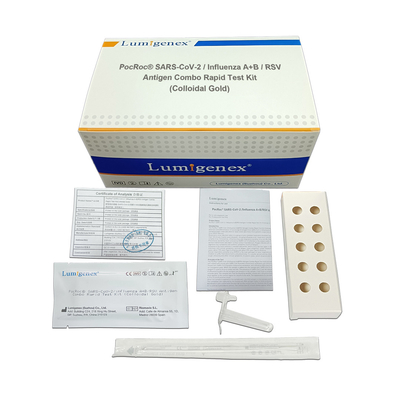Gripe A+B/casete coloidal rápido combinado de la prueba del oro del equipo Covid-19 de la prueba del antígeno de RSV para el uso en el hogar