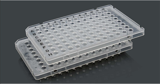 Placas PCR desechables transparentes ABI de 96 pocillos con faldón Polipropileno